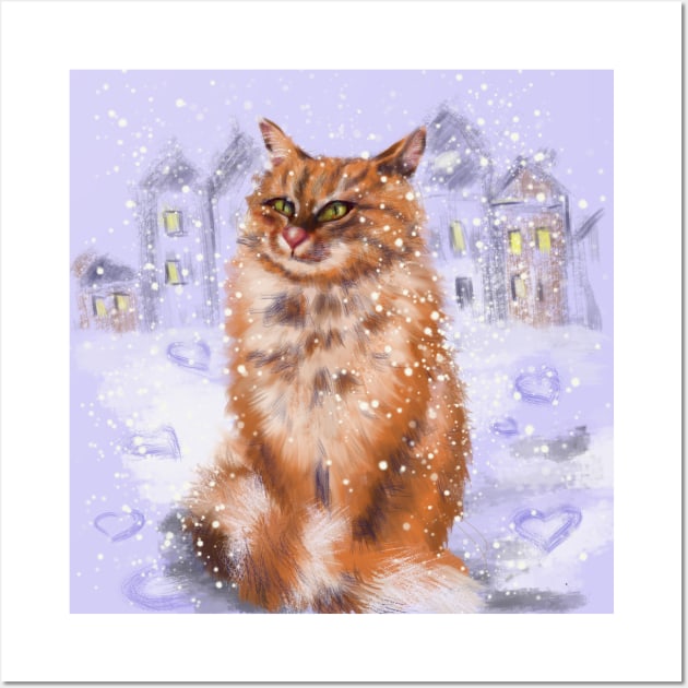 winter lover cat Wall Art by Ganna_Panna
